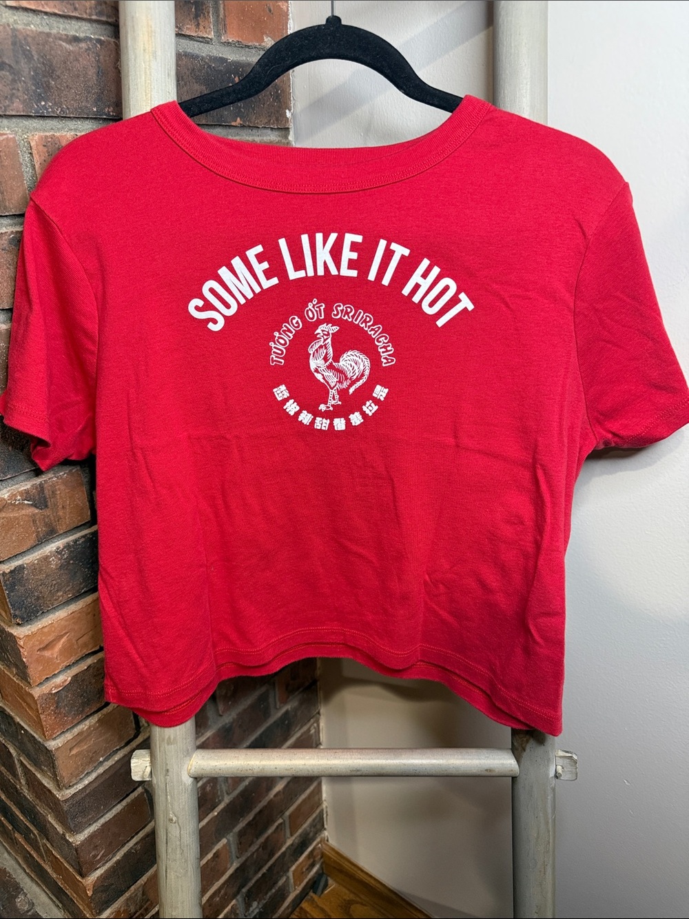 Some Like It Hot Sriracha Graphic Crop T-Shirt Red Women’s 2XL